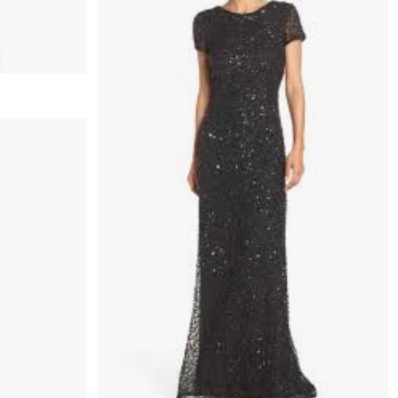 adrianna papell black sequin dress